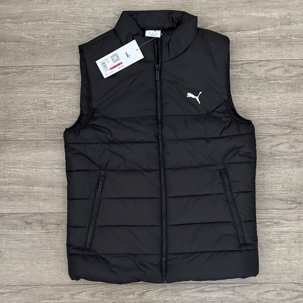 Puma Black Insulated Vest with White Logo